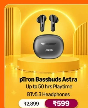 pTron Bassbuds Astra TWS Earbuds 50Hrs Playtime