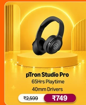pTron Studio Pro Over-Ear Headphones 65Hrs Playtime